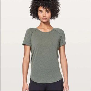 Lululemon Open Up Tie Back Tee Heathered Camo Green